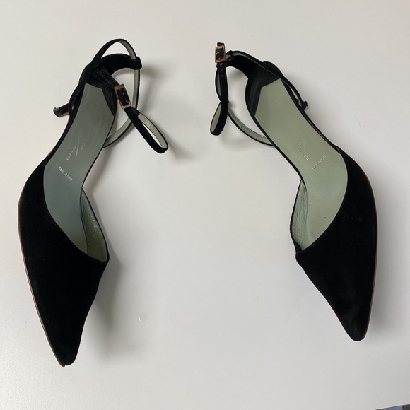Sigerson Morrison Black Suede and Leather Kitten Heel Shoes - Picture 3 of 9